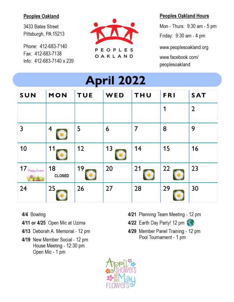 April 2022 Monthly Calendar